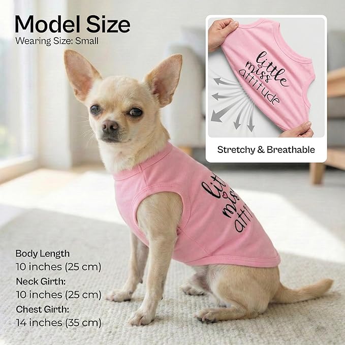 Parisian Pet 2 Pack Dog Shirts – 100% Cotton Shirts for Small Dogs – Pink Sleeveless Girl Dog Clothes – Breathable and Lightweight Pet Apparel - Stretchy Summer Dogs Vest - Stylish Puppy T Shirts