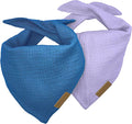 Premium Cotton Dog Bandanas - 2 Pack - Adjustable Fit - Washable - for Small, Medium & Large Breeds - Girl & Boy Dog Accessories - Multiple Sizes (Ocean Blue & Lavender Mist, X-Large)