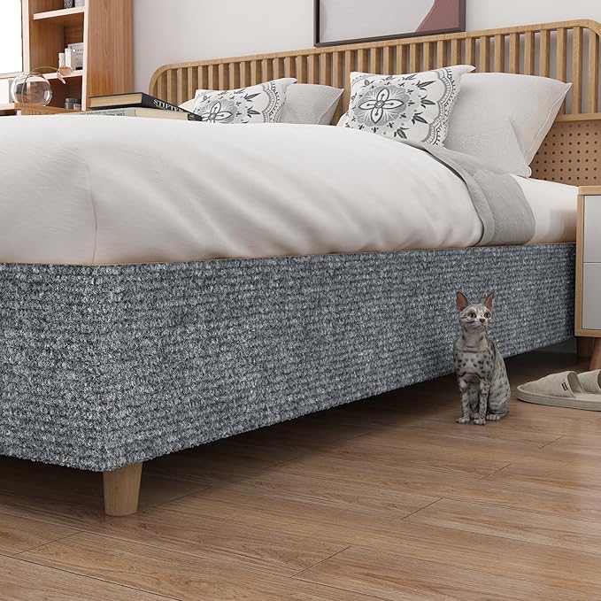 Yenhome Cat Scratch Mat for Wall, Self-Adhesive Anti Cat Scratch Furniture Protector for Couch, Sofa, Wall & Door, 15.7" X 3.94 Ft Grey White Couch Protector from Cat Claws Dogs Claws