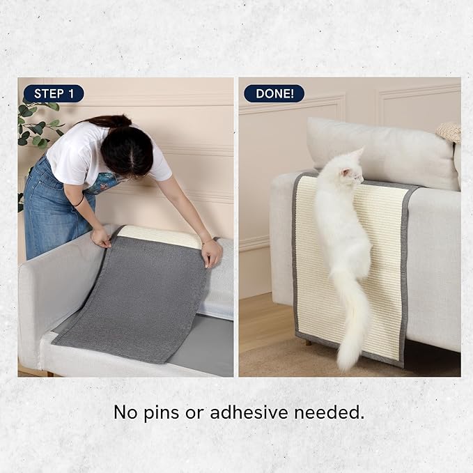 Panther Armor Sisal Furniture Defender, Sisal Cat Scratcher [Grey-Back Rest] Anti Cat Scratch Furniture Protector, Sofa Scratching Pads