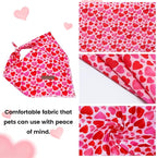 Elegant little tail Valentine's Dog Bandana - Red Heart Pet Bandanas Washable Bib Kerchief Scarf Cute Adjustable Pet Bandanas for Small Medium Dogs