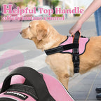 rabbitgoo Dog Harness for Large Dogs, No Pull No Choke Pet Vest, Easy Wearing with One Buckle, Reflective, Adjustable Pet Harness with Molle for Walking, Training, Pink, L