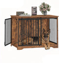 43.3" Dog Crate Furniture with Barn Door, Heavy Duty Dog Kennel Indoor with 2 Doors, Wooden Pet Cage End Table for Large Small Medium Dogs, Anti-Chew Anti-Escape, Rustic Brown DFC92301B