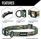 Wolfgang Heavy Duty, Adjustable Dog Collar with Quick Release Nylon Buckle for Walking & Training, WildWolf Print, Large