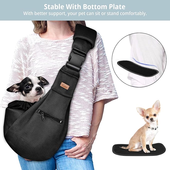 CUBY Dog and Cat Sling Carrier - Adjustable Breathable Mesh Small Pet Sling - Soft Pouch and Tote Design - Suitable for Puppy, Small Dogs Cats Outdoor