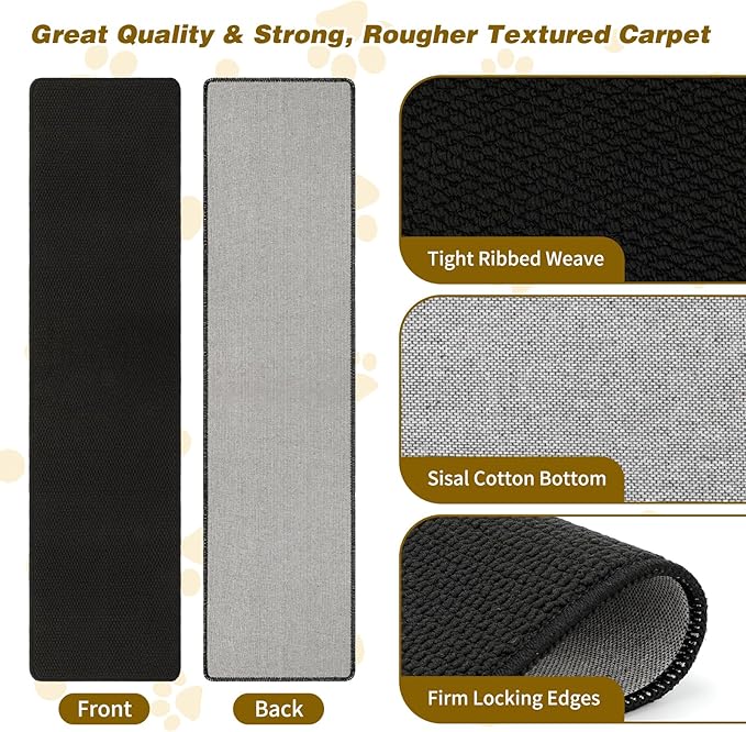 FHTONGE 71x15.8 Thickened Cat Wall Climbing Carpet with 16 Fixed Nails, Extra Large Tall Cat Scratch Pad for Wall, Wall Mounted Climbing Cat Scratcher for Furniture Couch Sofa Protector(Pure Black)