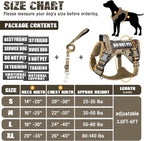 Tactical Dog Harness and Leash Set for Large Dogs,Heavy Duty No Pull Service Dog Vest and 10 Patches with Dog Seat Belt,Reflective Adjustable Pet Harness for Training Walking Hiking Camo XL