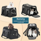 Airline Approved Cat Carrier, Soft-Sided Collapsible Pet Carrier for Travel, 3 Carrying Ways, Lightweight and Ventilation on 5 Sides, Escape Proof, with Soft Fleece Pad