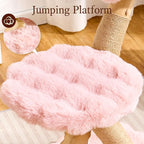 HITTITE Natural Solid Wood Cat Tree Tower with Scratching Post, 32 Inches Tall Modern Cat Tower with Cozy Bed and Platforms, Luxury Real Branch Cat Tree for Indoor Cats Large Adult, Pink.