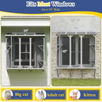 PetsCosset Cat Window Box Wooden Window Catio for Indoor Cats, Cat Enclosure with 4 Platforms & 3 Doors, Wall-Mounted Perch for Sunbathing, Play & Tunnel Connection, All-Weather Use, Keeps Insects Out