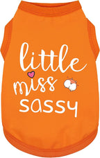 Paiaite Dog Clothes Fashionable Sleeveless Pet Vest: 'Little Miss Sassy' Printed Cotton Dog Shirt, Ideal for Small, Medium, and Large Breeds, Ensuring Comfort and Breathability Orange S