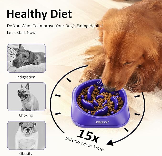 2PCS Slow Feeder Dog Bowls, Pet Supplies That Slow Down Eating, Pet Food Bowls, Maze Dog Puzzle Feeder for Medium Breed
