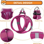 Dog Harness with Leash Set, No-Pull Step-in Reflective Pet Harness with 1 Leash Clips, Adjustable Soft Padded Easy Walk Dog Vest for Small Medium Large Dogs, Cats(Rose Red, Medium)