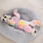 Dog Coats for Small Dogs, Polar Fleece Dog Pajamas Bodysuit, Puppy Onesies Tie Dye Jumpsuits, Dogs Warm Clothes Four-Legged, Doggie Fullbody Winter Jacket Vest