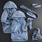 Cooper II Organic Cotton Velour Dog Hoodie Pet Coat for Small, Medium and Large Dogs, Faded Denim, XX-Large (70-110 lbs)