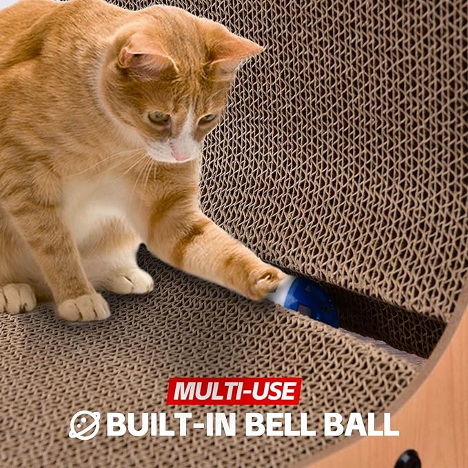AUSCAT L-Shape Cardboard Cat Scratcher, 27.2 Inch Vertical Cardboard Scratcher for Indoor Cats with 2 Built-in Toy Balls