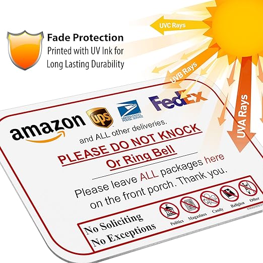 Leave Package Sign - Do Not Knock or Ring Bell (Do Not Knock or Ring Bell)