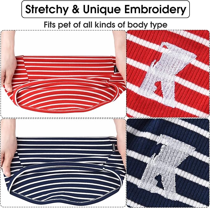 Koneseve Dog Shirt Vest Lightweight Stretchy Dog T-Shirt Soft Cool Shirts Sleeveless Stripe Vests Breathable Clothes for Puppy Kitty Cats Small Medium Large Dogs 2 Pack Red + Blue [ XL ]