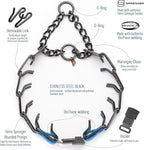 Herm Sprenger Black Stainless Steel Dog Collar with Quick Release ClicLock Buckle O-Ring Biothane Insert Training Collar Made in Germany (Cerulean Blue, 25in x 4.0mm(Neck Size up to21-22in))