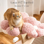 797Audio Flower Cat Tree, 30" Wood Branch Cat Tower with Scratching Post for Indoor Adult Cats,Luxury Aesthetic Cat Tree with Mushroom Cat Scratcher & Interactive Squeaky Toy, Pink