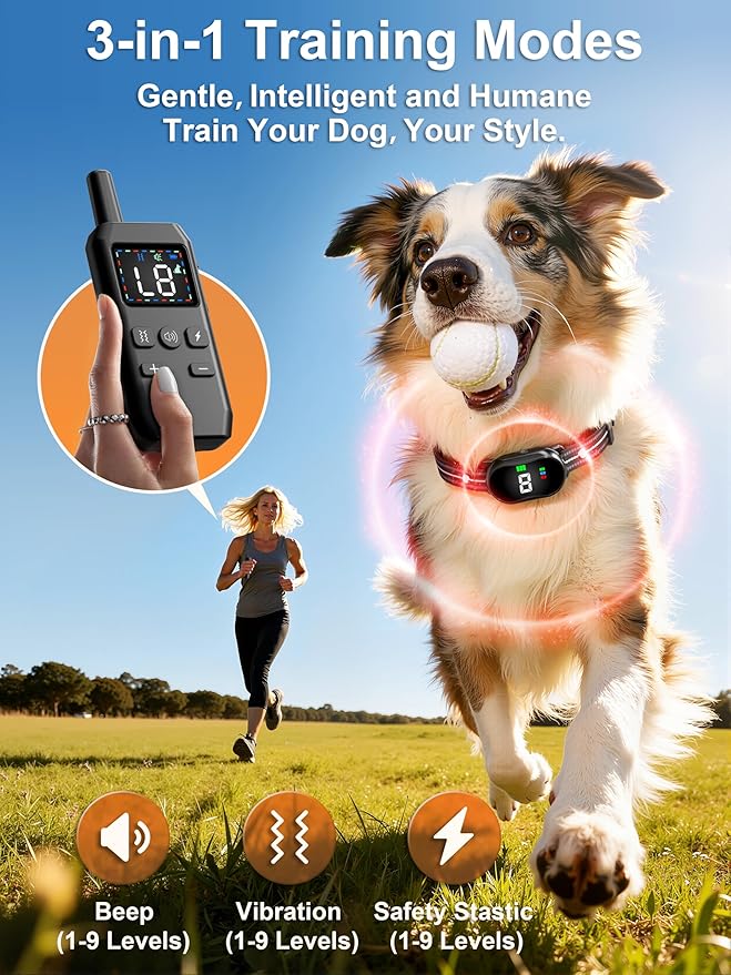 Small Shock Collar for Small Dogs(5-30Lbs), Dog Training Collar with Remote for Small & Medium Dogs, 3 Channels, Waterproof, Rechargeable, Collar with Beep, Vibration, Safe Shock,1300ft