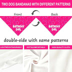 Birthday Girl Dog Bandanas 1 Pack, Pink Dog Scarfs for Puppy, Pet Scarves HBD Bandanas for Small Medium Large Dogs (Birthday Girl, One Size)