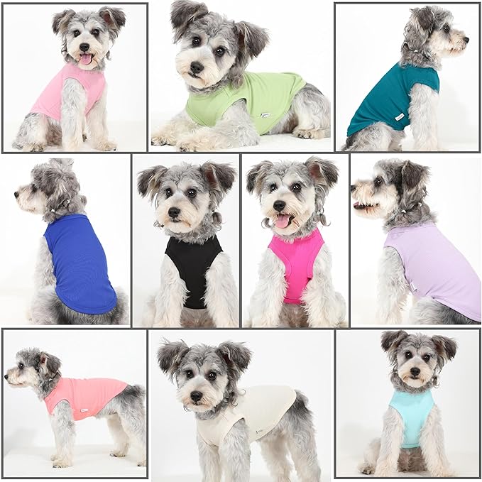 2 Pack Dog Clothes for Small Dogs Summer Dog Shirt Vest Girl Boy Lightweight Puppy T-Shirts Blank Soft and Cool Pet Clothing Sleeveless Medium Large Dog Outfit (Purple+L-Pink, Large)