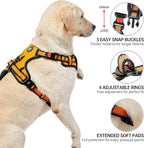 NESTROAD No Pull Dog Harness,Adjustable Oxford Dog Vest Harness with Leash,Reflective No-Choke Pet Harness with Easy Control Soft Handle for Large Dogs(Large,Orange)