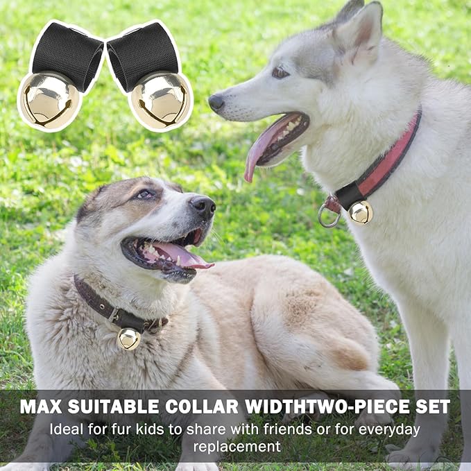 SCENEREAL Large Bell for Dog Collar, 2 Pack 1.5" Extra Loud Collar Bells for Cats and Dogs Training, Hiking, Walking, Hunting, Pet Tracker, Pet Bell for Save Wildlife and Birds Gold