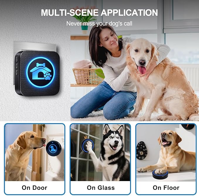 Dog Door Bell (2026 Self-Illuminating Enhanced Touch) for Potty Training, Wireless Dog Doorbells to Go Outside, 1000 Feet Long Range, IP65 Waterproof, 60 Melodies & Adjustable Volume (1 Button)