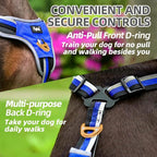 PUPTECK Escape Proof Dog Harness with Padded Handle, No Pull Pet Vest Harness Durable Reflective for Medium Large Dogs Walking Training and Running, Navy Blue, M
