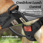 rabbitgoo Tactical Dog Harness for Large, Heavy Duty Pet Harness with Handle, No-Pull Service Vest Large Breed, Adjustable Military Dog Vest for Training Hunting Walking, Black, L
