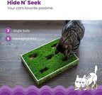 Catstages Grass Patch Hunting Box - Interactive Indoor Cat Toy with Faux Grass & 3 Jingle Balls - Encourages Exercise, Mental Stimulation & Natural Hunting Instincts