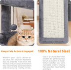 YOUPET Cat Tree with Cat Scratching Post for Indoor Cats, Cat Tower with Scratching Board and Playful Toy Balls, Cat Tree Tower with Cozy Hammock,Grey