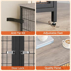Dog Crate Furniture for 2 Dogs, 43.3" Dog Kennel with Removable Divider, Heavy Sturdy Dog Furniture Style Double Cage for Small Medium Dog, Indoor Pet House End Table, Greige DCHG1201
