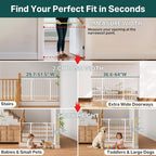 Cumbor 36.6-64" Extra Wide Baby Gate for Stairs, Dog Gates for Doorways, Auto-Close Pet Gate Indoor, Pressure Mounted Walk Through Safety Child Gate for Kids Toddler, Tall Pet Puppy Fence Gate, White