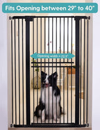 No Pawblems 55" Extra Tall Pet Gate for Cat/Dog, 29-40" Wide Auto Close Tall Dog Gate for Doorways/Hallways, 1.37" Ultra Narrow Spacing, NO Drilling Pressure Mounted, Black