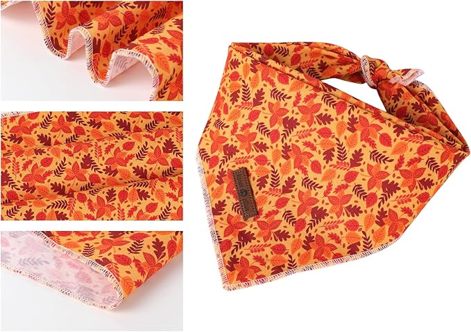 Lionet Paws Fall Dog Bandana for Small Medium Large Dogs, Cat Dog Kerchief Washable Dog Triangle Bibs Scarf for Girl or Boy