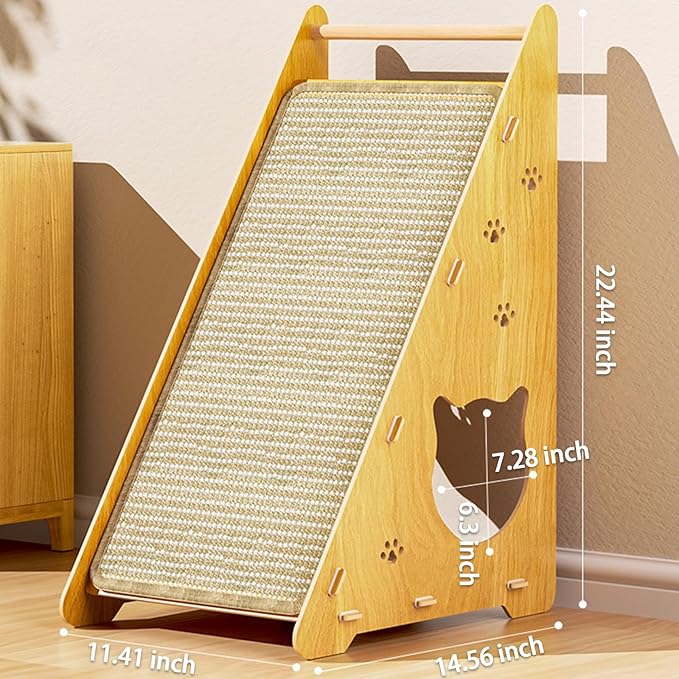 Sisal Cat Scratcher, 22.44 x 14.56 x 11.41 Inch Natural Scratching Post, Cat Scratch Pad for Wall and Couch, Durable Toy for Indoor Kittens