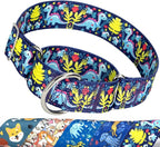 1.5 Inch Wide Martingale Dog Collar - Dinosaur Pattern No Pull Thick Collar for Large Dogs, Heavy Duty Adjustable Training Collar for Medium, Large & XL Dogs（Dinosaur M）