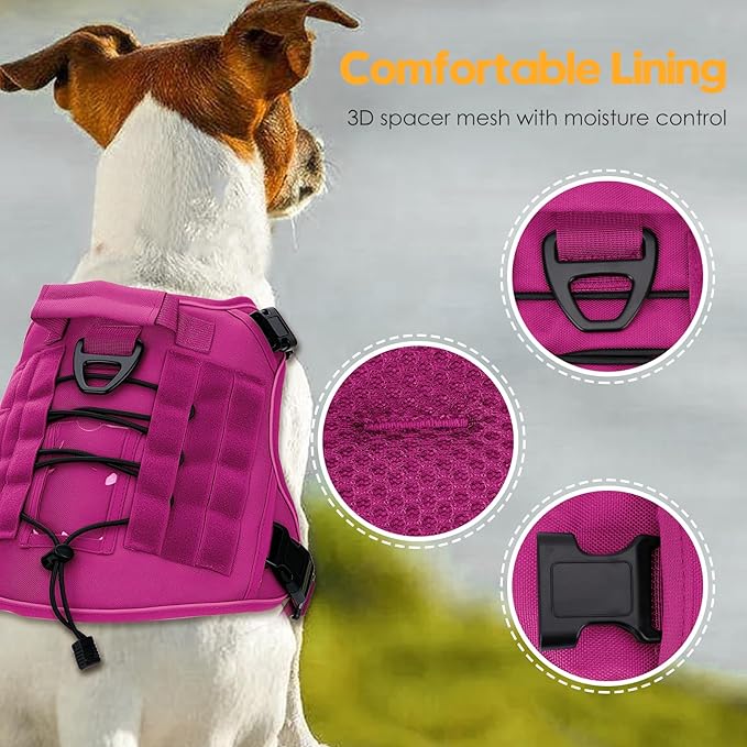 Bruvoalon Heavy-Duty Tactical Dog Harness for Large Dogs, No Pull Adjustable Reflective K9 Vest with Molle System, 12 Colors & 4 Sizes, Military-Grade Control for Training, Outdoor & 10+ Breeds