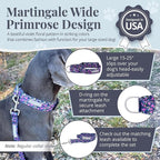 Lucky Love Dog Wide Martingale Dog Collar - No-Slip, Durable, & Soft Webbing 1.5 inch Martingale Collar for Dogs Male and Female Ideal for Training & Walking - Primrose, Large