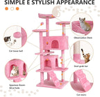 BestPet | 54" Cat Tree Tower | Pink | Sturdy, Easy to Assemble, Multi-Level Activity Center with Sisal Scratching Posts, Condos, Perches, Hanging Cat Toys, Observation Decks & Ladder