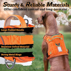 rabbitgoo Dog Harness Small Sized No Pull, Tactical Service Pet Vest with Molle and Control Handle, Adjustable and Reflective Military Harness for Easy Walking and Training, Orange, S