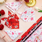 Abbylike 50 Pcs Valentines Day Dog Bandanas Bulk Red and Pink Bandanas for Dogs Triangle Kerchief Bibs Scarf for Pet Romantic Costume Photo Props Accessories Pet Shops Groomers (25.6 x 17.7 x 17.7)