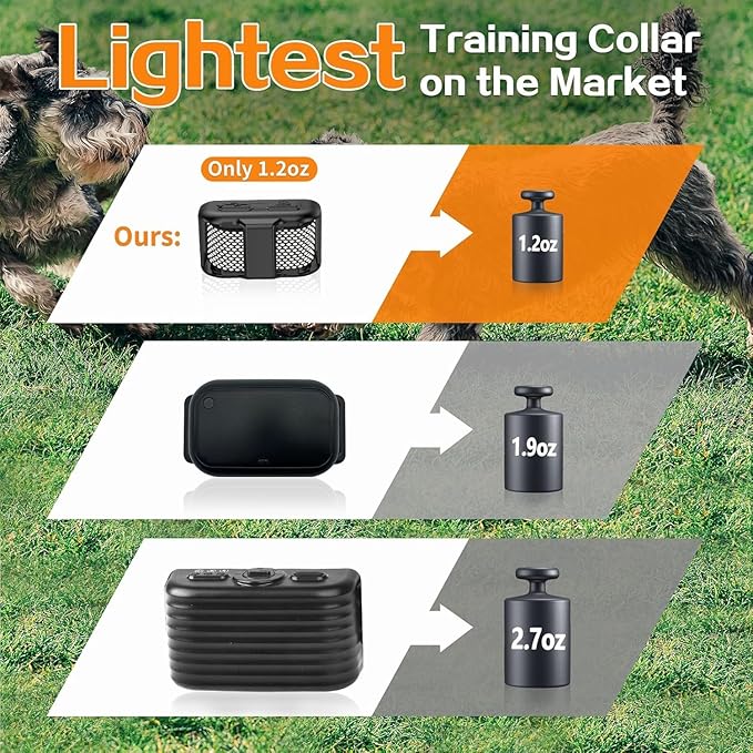 Tiniest Dog Shock Collar for 2 Dogs, Lightest Dog Training Collar with Remote for 2 Small Dogs 5-15lbs & Medium Large Dogs/Puppies, Waterproof, Rechargeable, 1300ft Range (2 White Black Dot Collars)