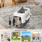 Athena Collection 18" Hard-Sided Travel Pet Carrier for Small Dogs and Cats, Plastic Dog Carriers with 2-Door Top & Front Load & Ventilation & Security Lock, Cat Dog Carrier for Pet, up to 10lbs, Grey