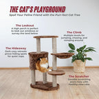 TRIXIE Moriles Brown Cat Tower with Scratching Posts, Condo, Hammock, Padded Platform, cream, Medium (17 x 24 x 39 in.)