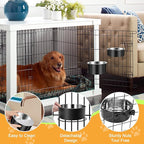 Dog Crate Bowls Hanging No Spill, ShineMe 60oz & 40oz Stainless Steel Dog Kennel Food and Water Bowls Mountable for Large and Medium Pets (7.0 x 3.7” & 6.2 x 2.5”)