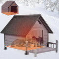 Dog House Outdoor, Insulated Dog Kennel Outside for Large Breed, 50.87" L Weatherproof Large Dog Shelter with Anti-Chewing Iron Frame (Grey-H, 45" D x 32.9" W x 32.6" H)